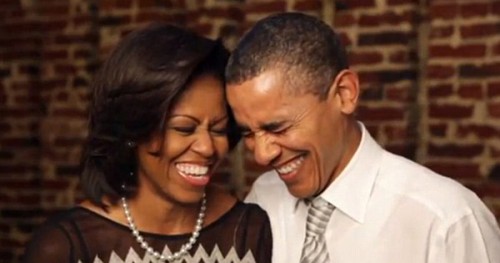 President Obama and First Lady Michelle Laughing